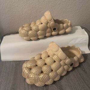 Cream Textured Slip-On Shoes
